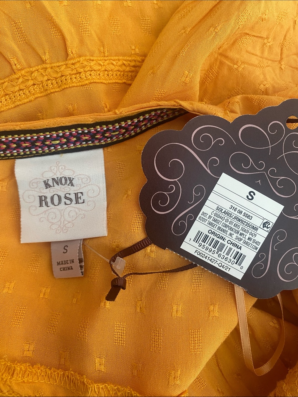 NWT Knox Rose Peasant Tiered Blouse Sunshine Yellow Size SMALL - Picture 7 of 10